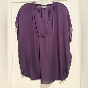 Vince Silk Short Sleeve Elegant Purple Women's Top, Size L